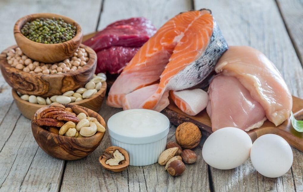 Products with a high content of animal and vegetable proteins